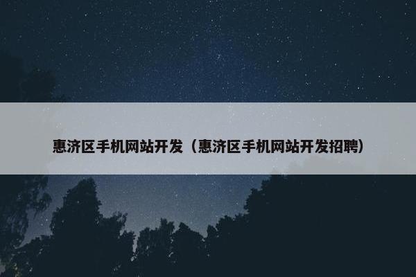 惠济区手机网站开发（惠济区手机网站开发招聘）
