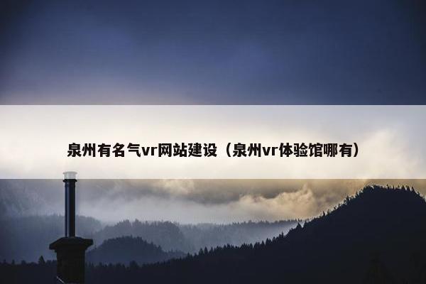 泉州有名气vr网站建设（泉州vr体验馆哪有）