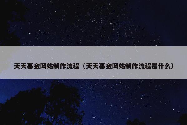 天天基金网站制作流程（天天基金网站制作流程是什么）