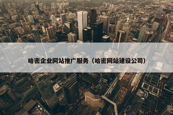 哈密企业网站推广服务（哈密网站建设公司）