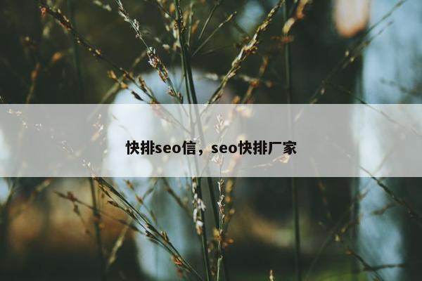 快排seo信，seo快排厂家