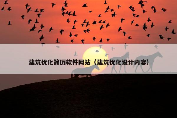 建筑优化简历软件网站（建筑优化设计内容）