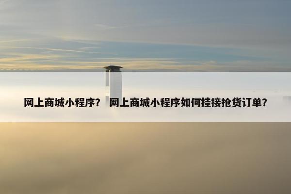 网上商城小程序？ 网上商城小程序如何挂接抢货订单？