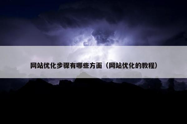 网站优化步骤有哪些方面（网站优化的教程）