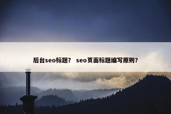 后台seo标题？ seo页面标题编写原则？