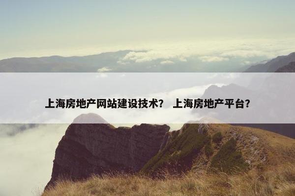 上海房地产网站建设技术？ 上海房地产平台？