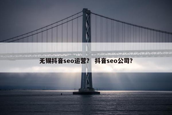 无锡抖音seo运营？ 抖音seo公司？