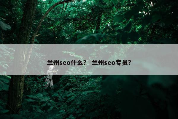 兰州seo什么？ 兰州seo专员？