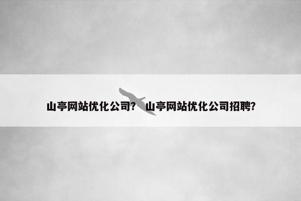 山亭网站优化公司？ 山亭网站优化公司招聘？