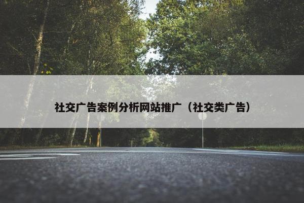社交广告案例分析网站推广（社交类广告）