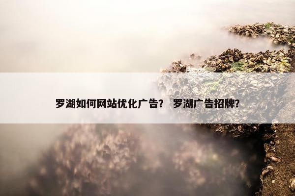 罗湖如何网站优化广告？ 罗湖广告招牌？