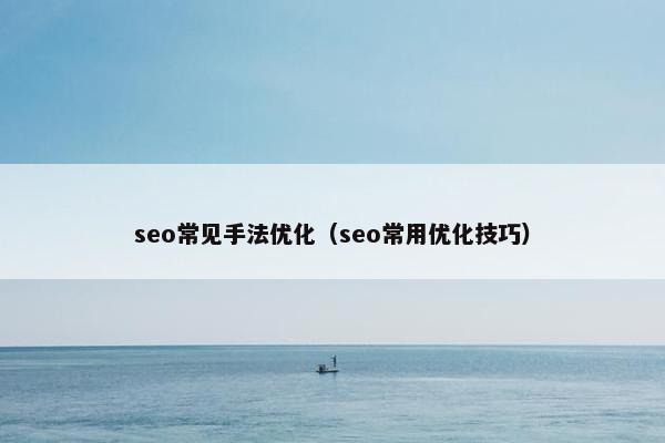 seo常见手法优化（seo常用优化技巧）