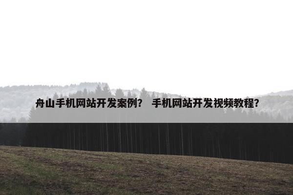 舟山手机网站开发案例？ 手机网站开发视频教程？