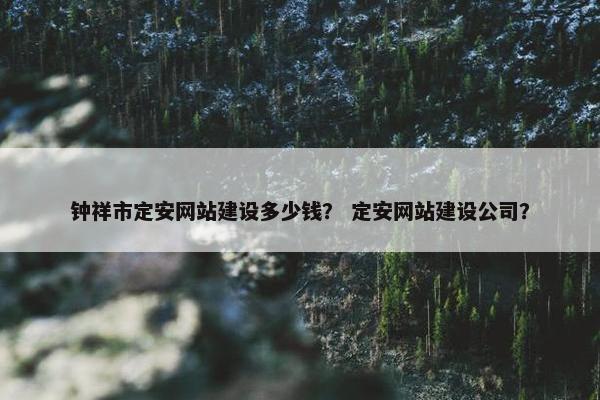 钟祥市定安网站建设多少钱？ 定安网站建设公司？