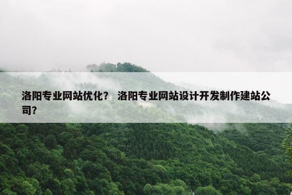 洛阳专业网站优化？ 洛阳专业网站设计开发制作建站公司？