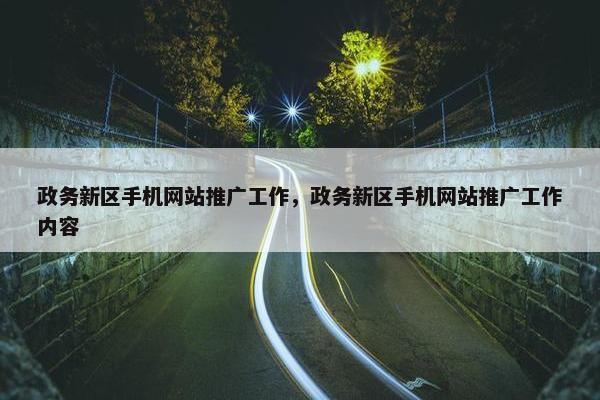 政务新区手机网站推广工作，政务新区手机网站推广工作内容