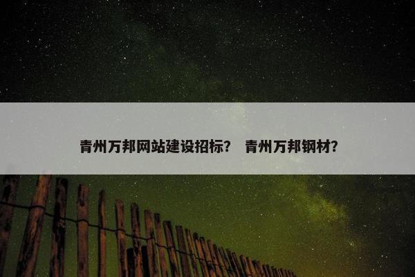 青州万邦网站建设招标？ 青州万邦钢材？