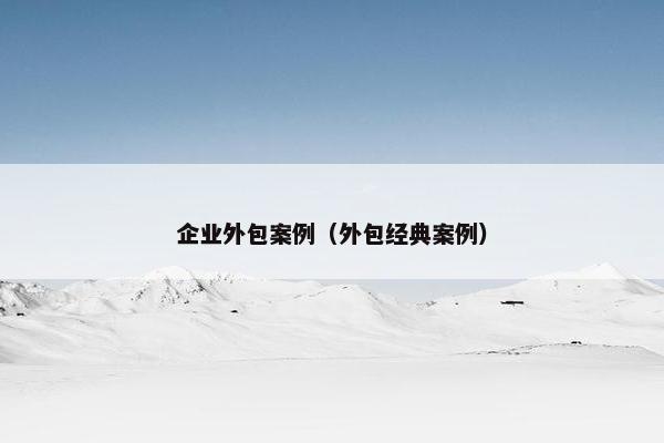 企业外包案例（外包经典案例）
