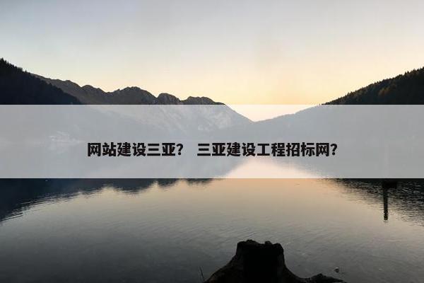 网站建设三亚？ 三亚建设工程招标网？
