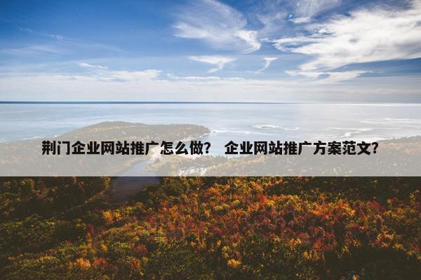 荆门企业网站推广怎么做？ 企业网站推广方案范文？