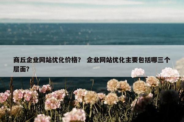 商丘企业网站优化价格？ 企业网站优化主要包括哪三个层面？