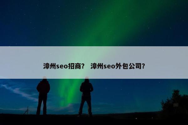 漳州seo招商？ 漳州seo外包公司？