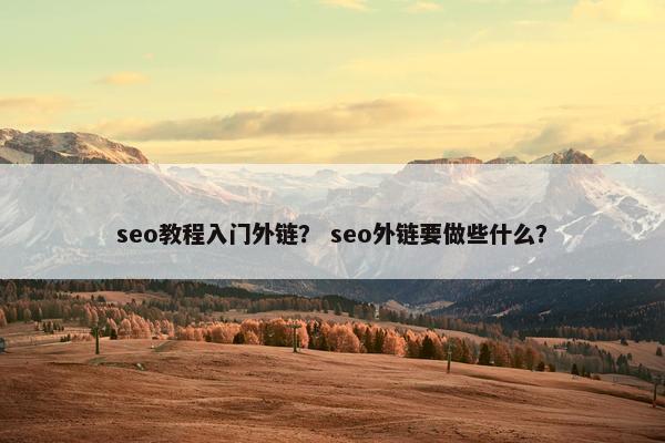seo教程入门外链？ seo外链要做些什么？