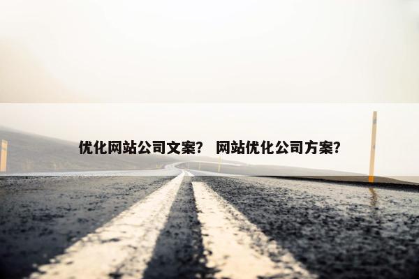 优化网站公司文案？ 网站优化公司方案？