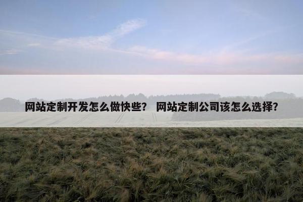 网站定制开发怎么做快些？ 网站定制公司该怎么选择？