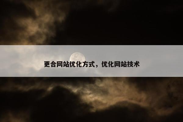 更合网站优化方式，优化网站技术