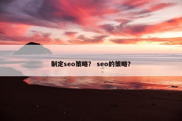 制定seo策略？ seo的策略？