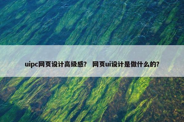 uipc网页设计高级感？ 网页ui设计是做什么的？