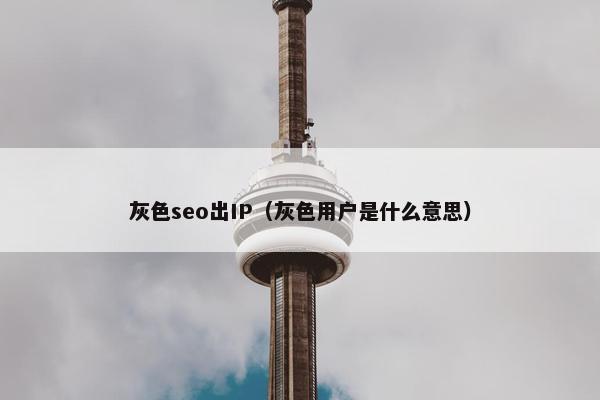 灰色seo出IP（灰色用户是什么意思）