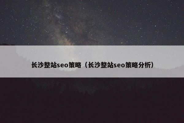 长沙整站seo策略（长沙整站seo策略分析）
