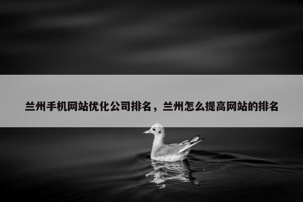 兰州手机网站优化公司排名，兰州怎么提高网站的排名