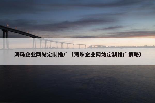 海珠企业网站定制推广（海珠企业网站定制推广策略）