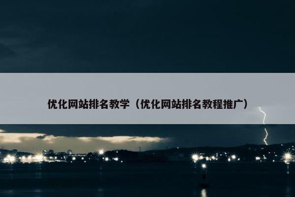 优化网站排名教学（优化网站排名教程推广）