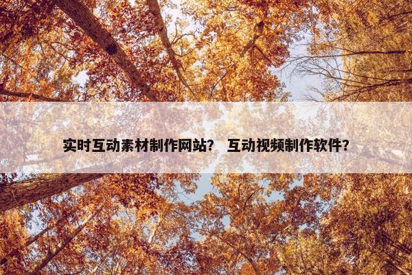 实时互动素材制作网站？ 互动视频制作软件？