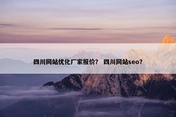 四川网站优化厂家报价？ 四川网站seo？