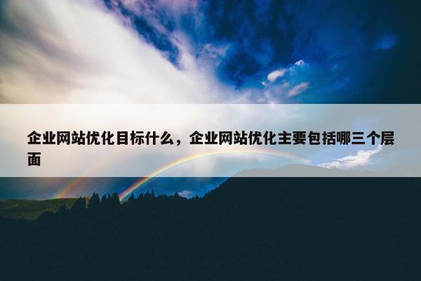 企业网站优化目标什么，企业网站优化主要包括哪三个层面