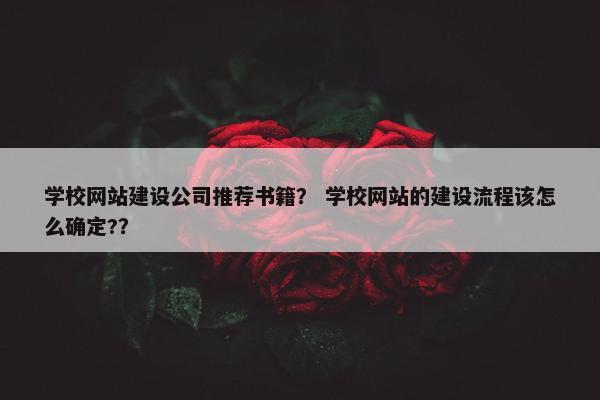 学校网站建设公司推荐书籍？ 学校网站的建设流程该怎么确定?？