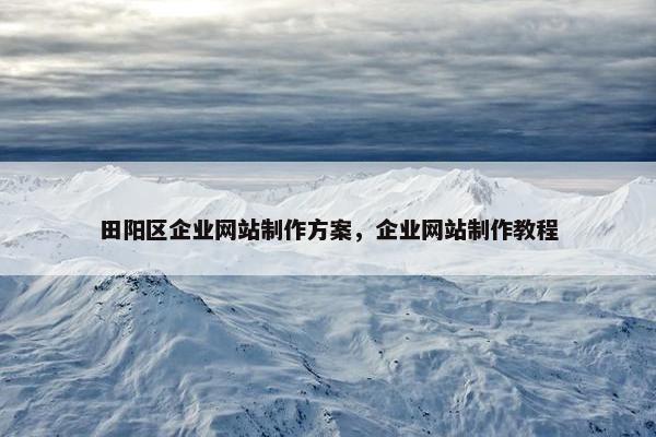 田阳区企业网站制作方案，企业网站制作教程