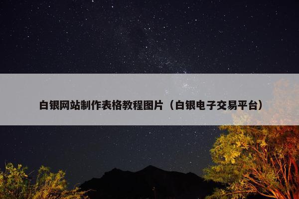 白银网站制作表格教程图片（白银电子交易平台）