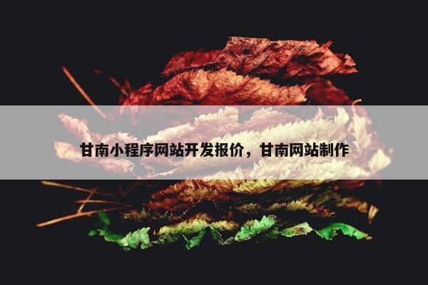 甘南小程序网站开发报价，甘南网站制作