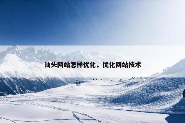 汕头网站怎样优化，优化网站技术