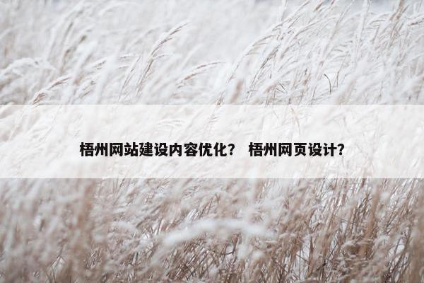 梧州网站建设内容优化？ 梧州网页设计？