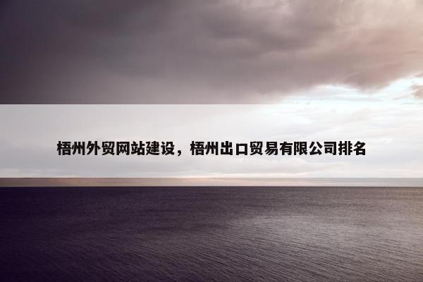 梧州外贸网站建设，梧州出口贸易有限公司排名