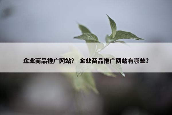 企业商品推广网站？ 企业商品推广网站有哪些？