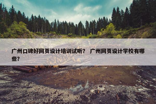 广州口碑好网页设计培训试听？ 广州网页设计学校有哪些？