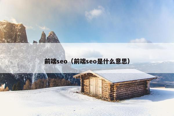 前端seo（前端seo是什么意思）